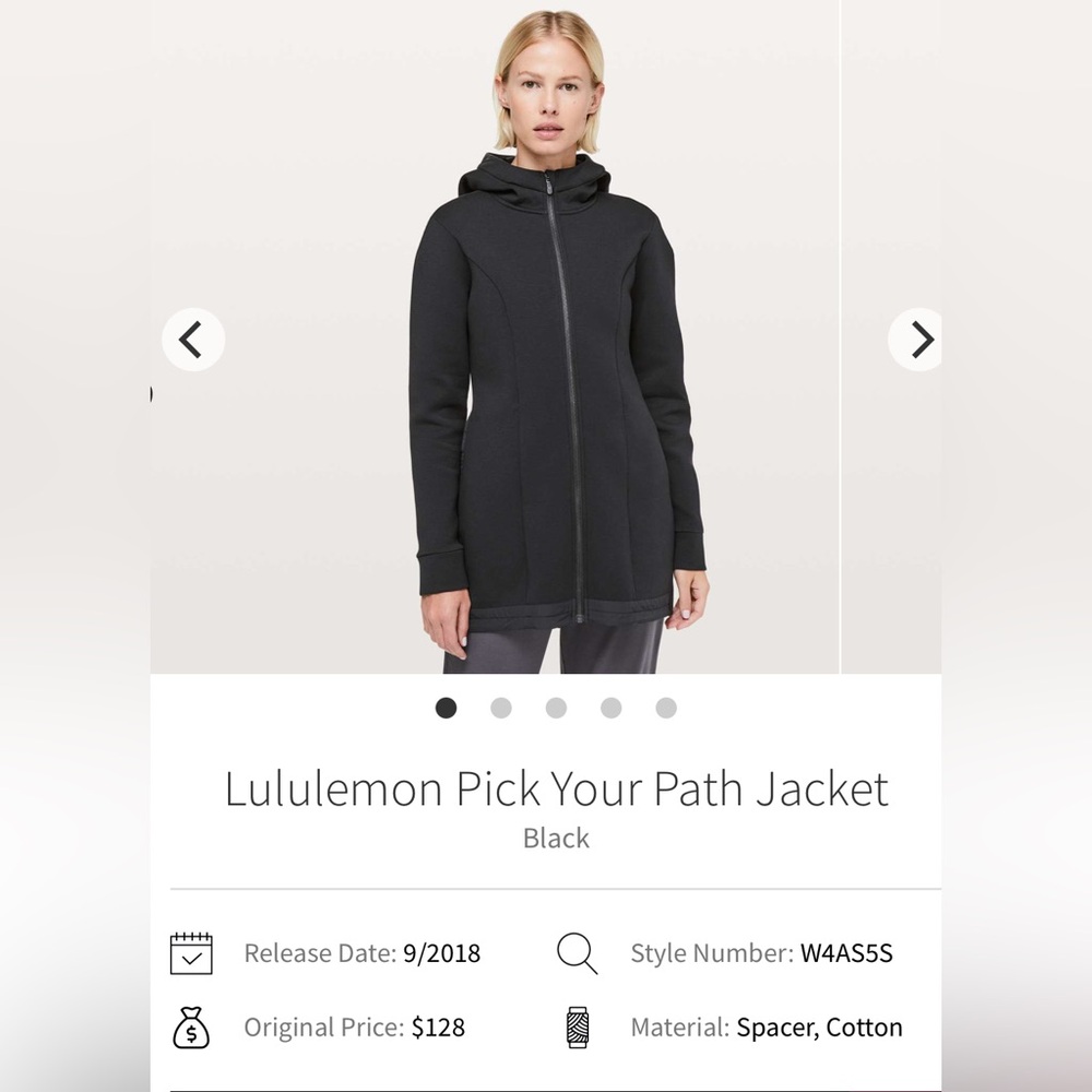 Lululemon Pick Your Path Jacket - Black, Size 8